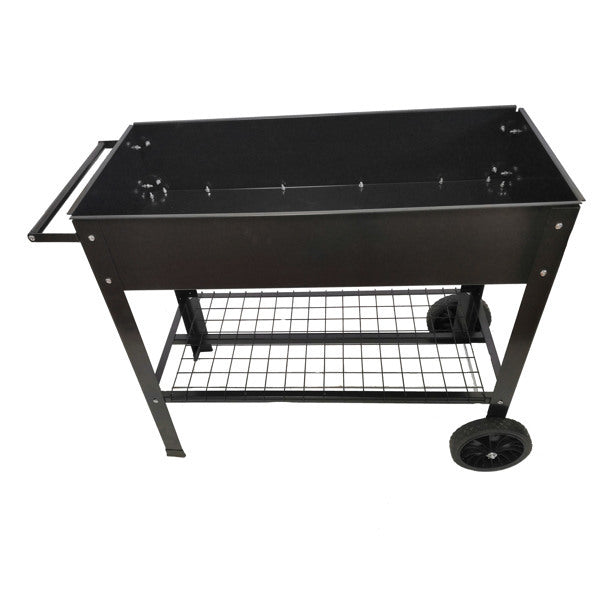 Mobile Metal Raised Garden Bed Cart With Legs, Elevated Tall Planter Box With Wheels For Outdoor Indoors House Patio Vegetables Tomato DIY Herb Grow -Black
