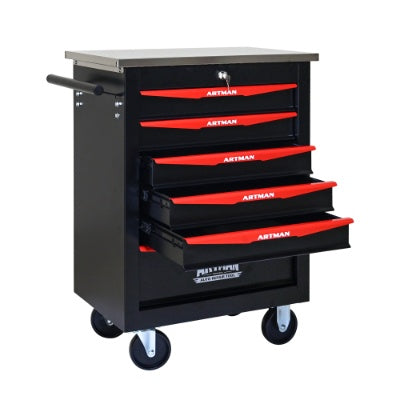 6 Drawers Multifunctional Tool Cart With Wheels,Metal Rolling Tool Cart Storage For Garage Workshop Warehouse Repair Shop--With Stainless Steel Roof- BLACK RED