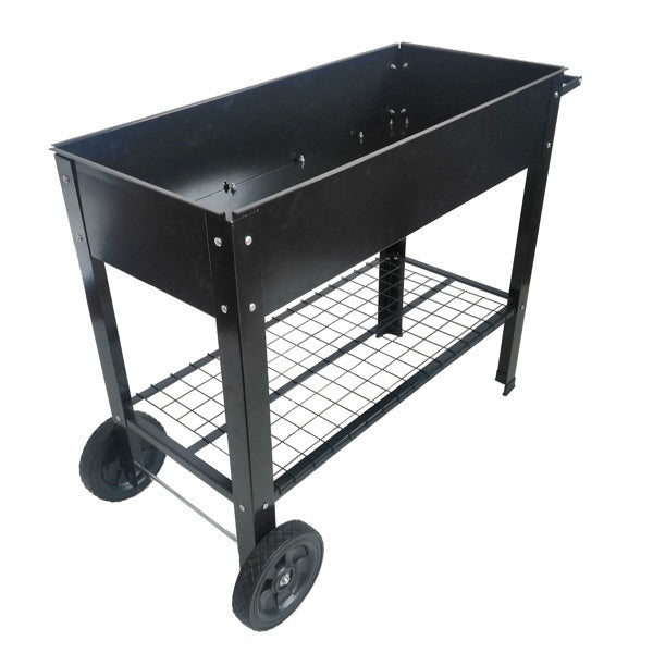 Mobile Metal Raised Garden Bed Cart With Legs, Elevated Tall Planter Box With Wheels For Outdoor Indoors House Patio Vegetables Tomato DIY Herb Grow -Black