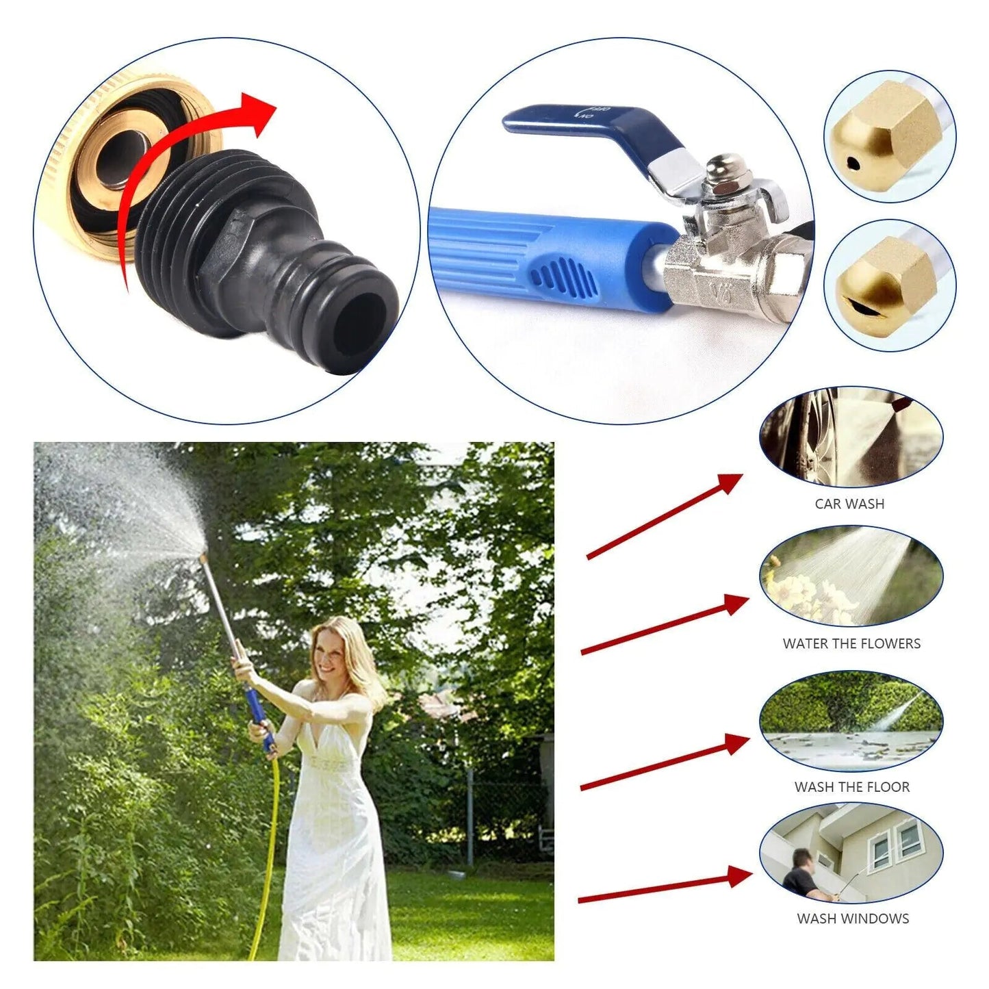 High Pressure Power Washer Water Spray Gun Nozzle Wand Attachment Garden Hose - SuperSupply