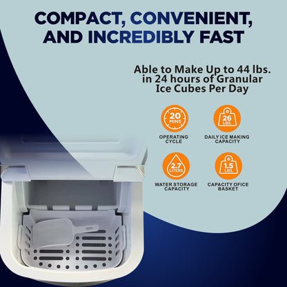 Ice Maker Ice Maker Countertop 44LBS Ice Maker Home Use Outdoor Use Ice Maker 20KG Compact Ice Maker With Ice Scoop & Basket, Ideal For Home Use Party Camping - SuperSupply