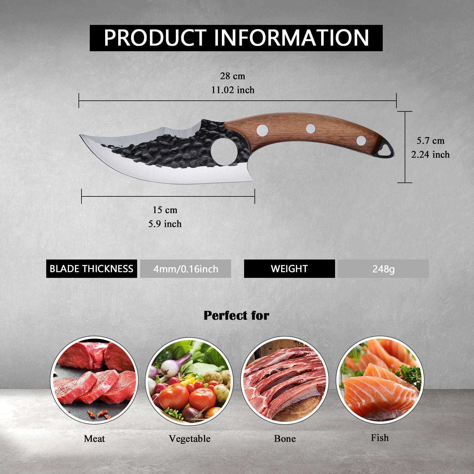 Kegani Viking Knife For Meat Cutting 6 Inch Meat Cleaver Boning Knife, High Carbon Steel Fillet Knife With Sheath For Kitchen And Outdoor Camping Gifts - SuperSupply