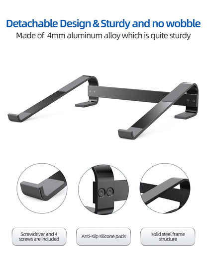 Laptop Stand Aluminium Portable Removable Laptop Rise Ventilated Detachable Ergonomic Laptop Holder - SuperSupply