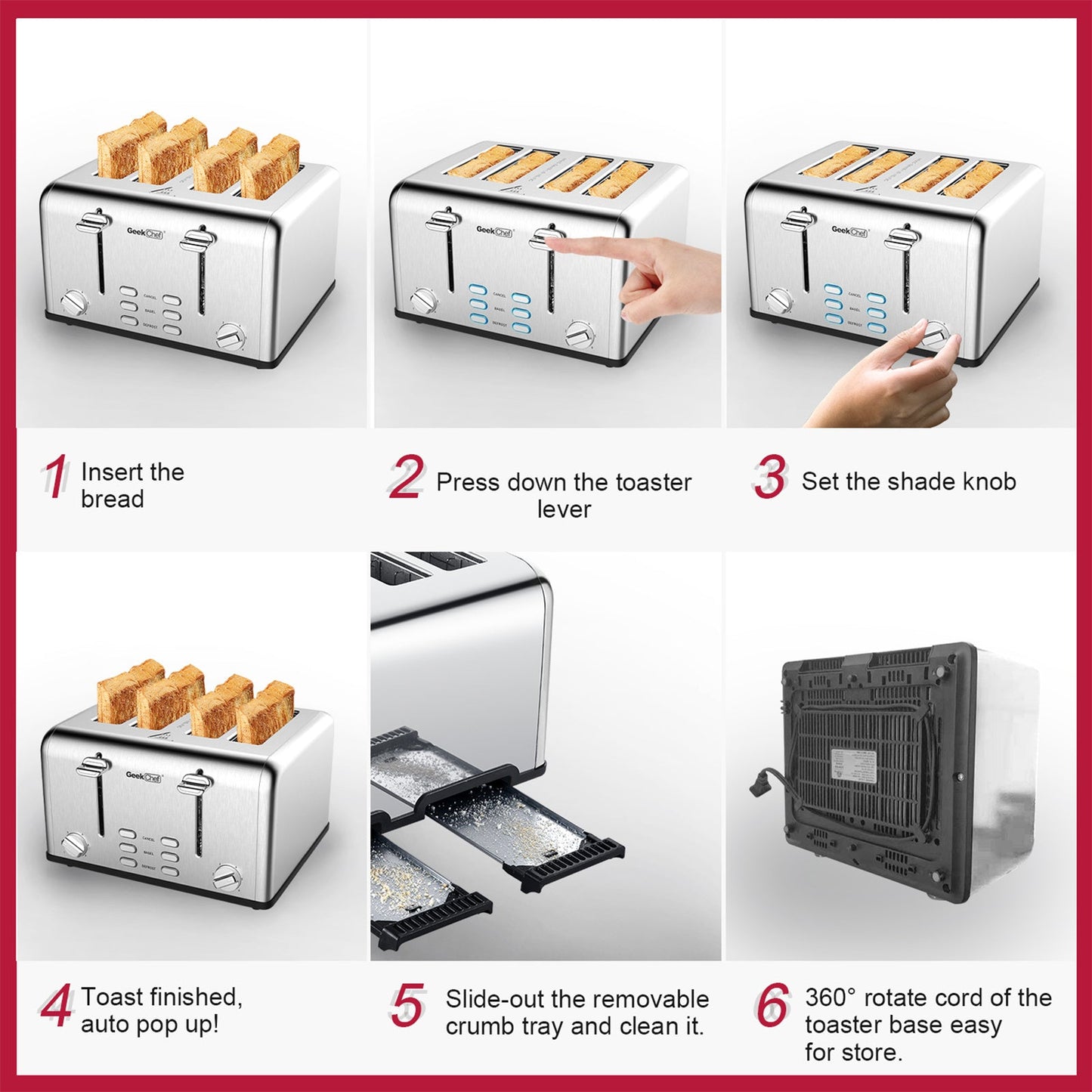 Prohibit Shelves In The Amazon. Toaster 4 Slice, Geek Chef Stainless Steel Extra - Wide Slot Toaster With Dual Control Panels Of Bagel,Defrost,Cancel Function,Ban Amazon - SuperSupply