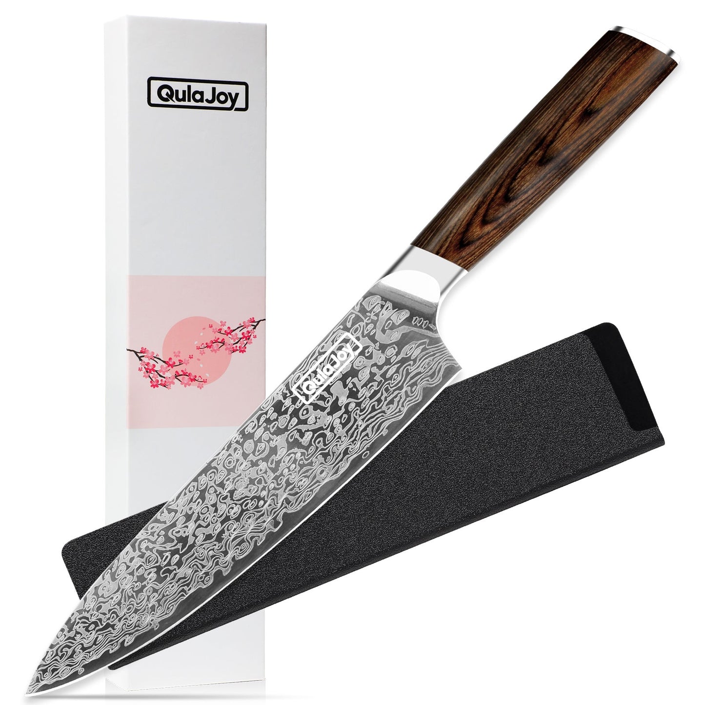 Qulajoy Japanese Chef Knife Kitchen Knife High Carbon German Steel Cooking Knives Damascus Pattern Japanese Knife With Ergonomic Handle For Home Kitchen Outdoor - SuperSupply