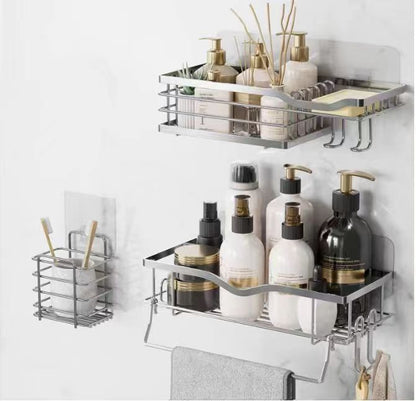 Shower Caddy And Soap Dish With Hooks Shower Shelf Shower Organizer, No Drilling Adhesive Wall Mounted Bathroom Shelf, Rustproof SUS304 Stai - SuperSupply