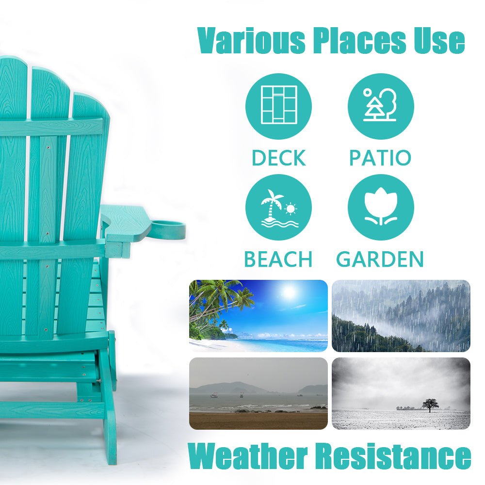 TALE Folding Adirondack Chair With Pullout Ottoman With Cup Holder, Oaversized, Poly Lumber, For Patio Deck Garden, Backyard Furniture, Easy To Install,.Banned From Selling On Amazon - SuperSupply