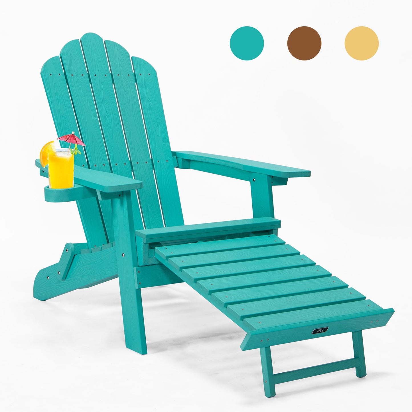 TALE Folding Adirondack Chair With Pullout Ottoman With Cup Holder, Oaversized, Poly Lumber, For Patio Deck Garden, Backyard Furniture, Easy To Install,.Banned From Selling On Amazon - SuperSupply